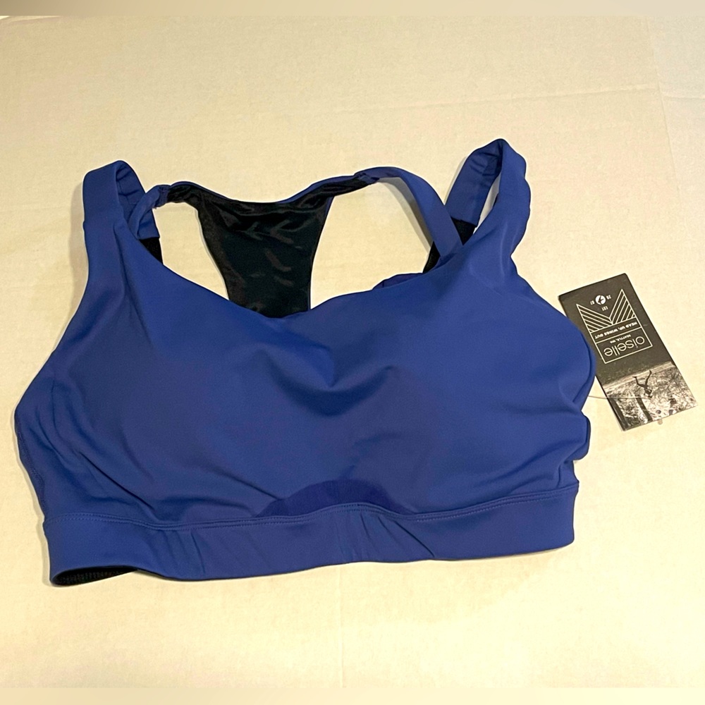 Oiselle Sisters Blue Racerback Sports Bra 36DD Nwot